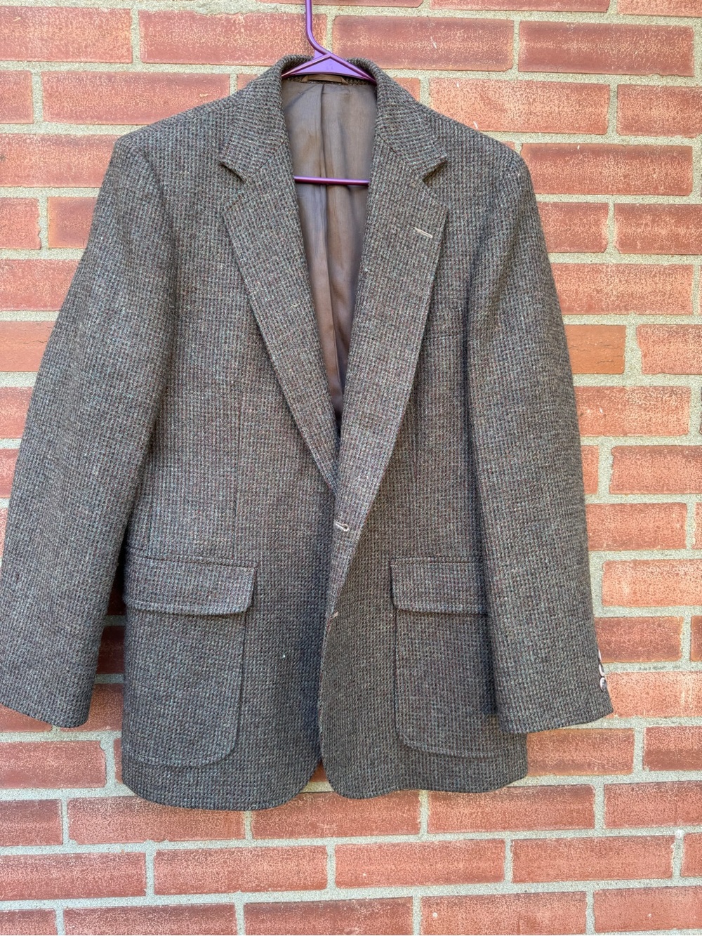 Vintage Imperial by Haggar 100% Pure Wool Tweed Blazer Sport Coat Brown